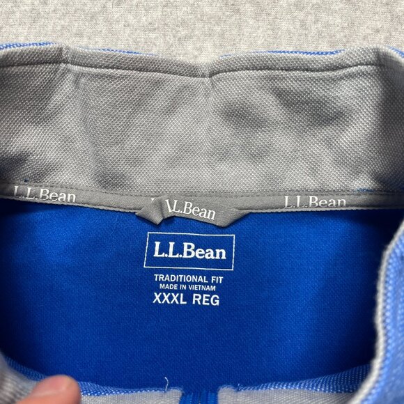 LL Bean Sweatshirt Mens 3XL Blue Pullover 1/4 Zip Cotton Polyester Blend Logo - Picture 6 of 8